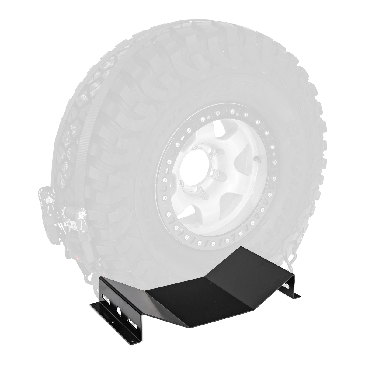 Floor Mounted Spare Wheel Holder - Black